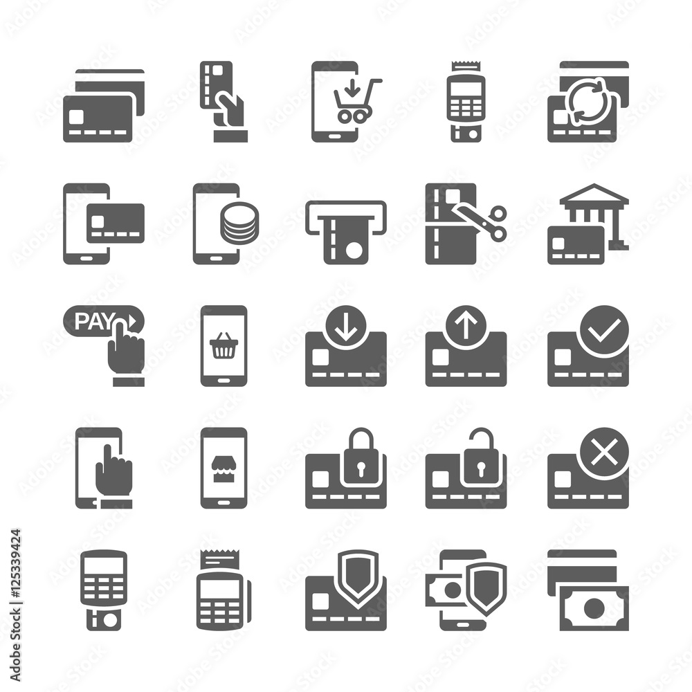 Pay online and mobile banking icons