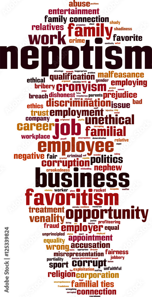 Nepotism word cloud concept. Vector illustration