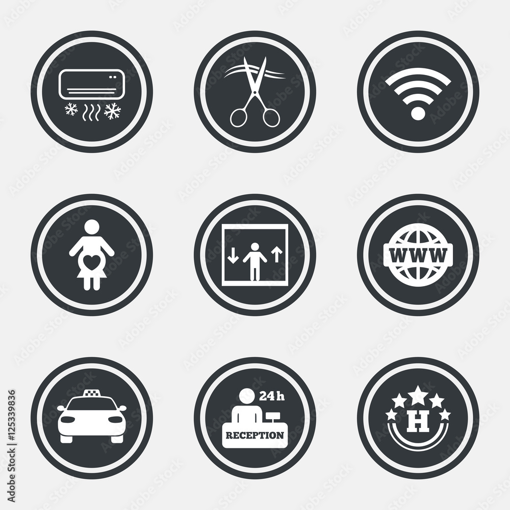 Hotel, apartment service icons. Barbershop sign. Hotel, apartment service icons. Barbershop sign.