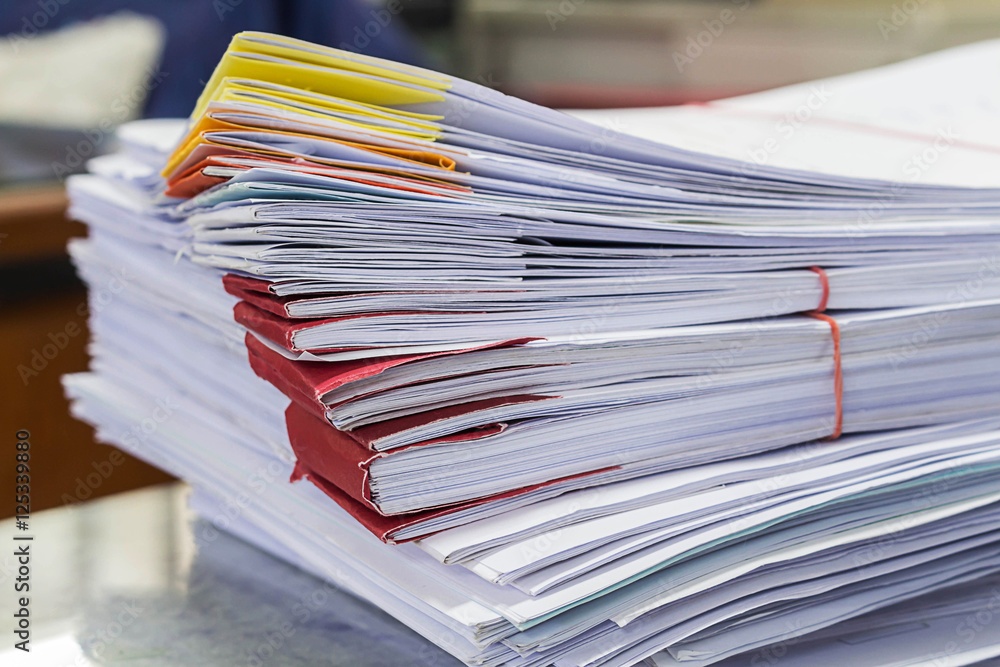 Stacks of papers. Stacks of papers.