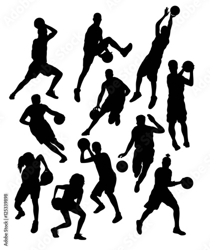 Basketball Activity and Action Silhouettes, art vector design