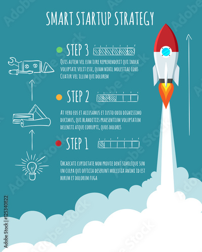 Rocket ship launch. Start Up concept vector illustration