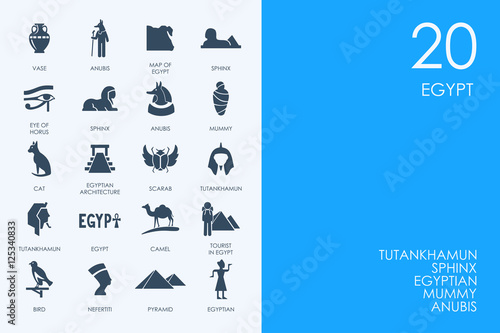 Set of BLUE HAMSTER Library Egypt icons