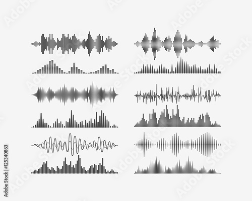 Vector signal waves. Radio frequency waves or sound analog and digital waves forms