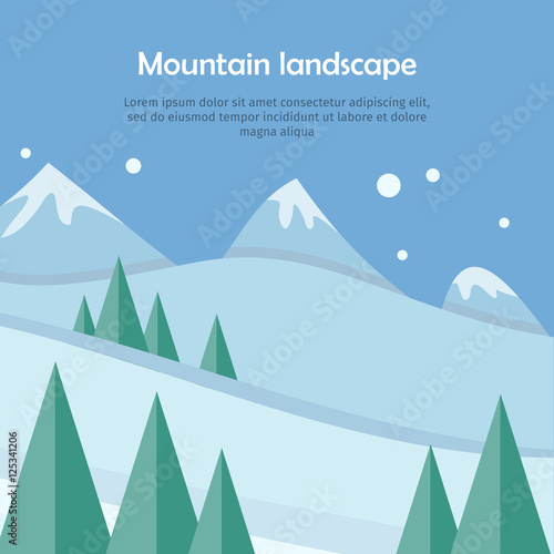 Mountain Landscape Web Banner. Skiing Scinery