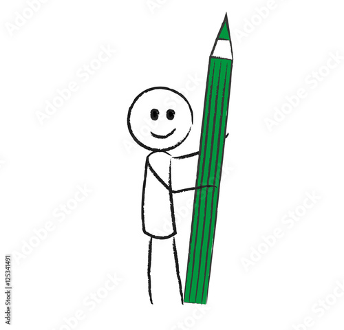 Strichmännchen mit großem Stift