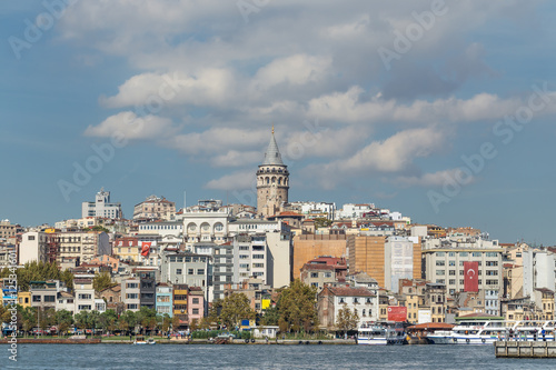 View of Galata district with Galata Tower over the Golden Horn in Istanbul, Turkey   © BAHADIR YENICERI
