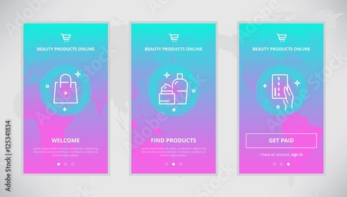Beauty products online store app screens design