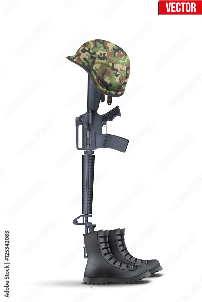 Military Memorial Boots Rifle Helmet