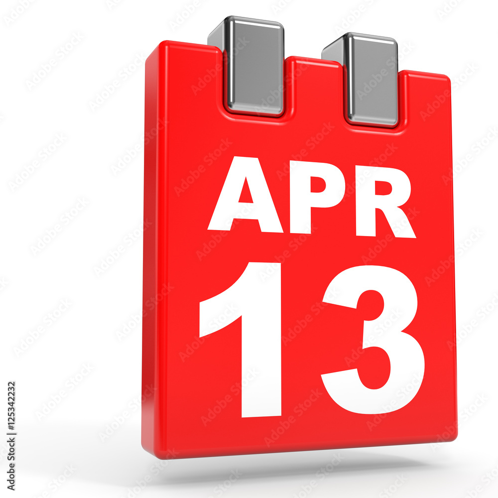 April 13. Calendar on white background. April 13. Calendar on white background.