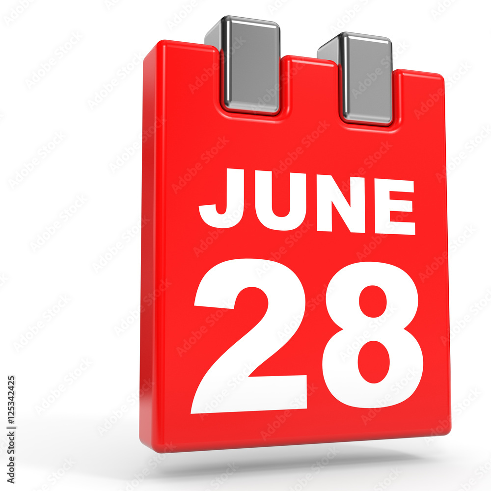 June 28. Calendar on white background. June 28. Calendar on white background.