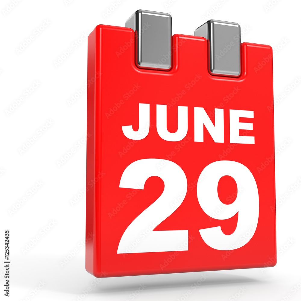 June 29. Calendar on white background. June 29. Calendar on white background.