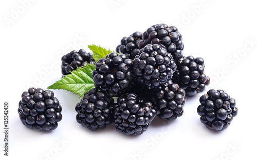 Blackberries fruit with leafs