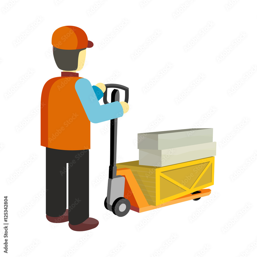 Worker with Cargo Cart Worker with Cargo Cart