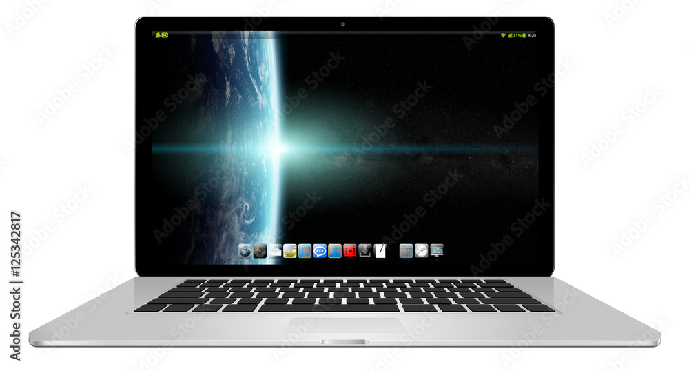 Modern laptop on white background 3D rendering Modern laptop on white background 3D rendering
