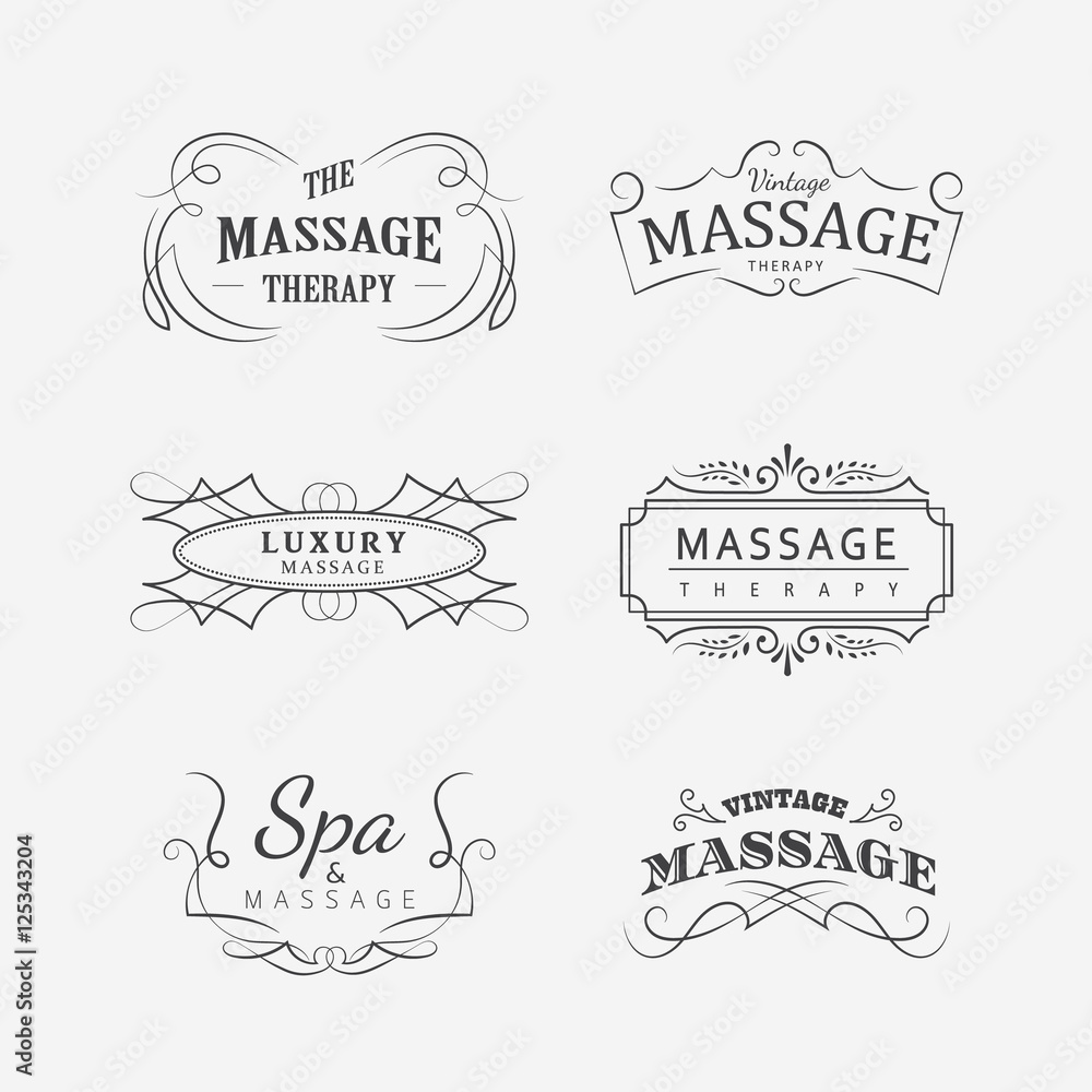 Set vintage massage spa therapy logo vector illustration