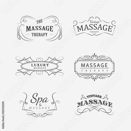 Set vintage massage spa therapy logo vector illustration
