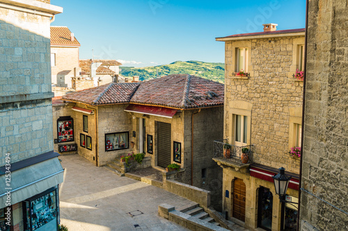 San Marino street and mountains view