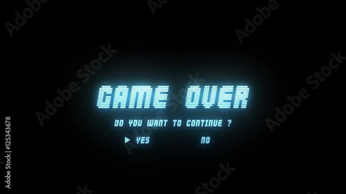GAME OVER DO YOU WANT TO CONTINUE RETRO ARCADE STYLE 2
