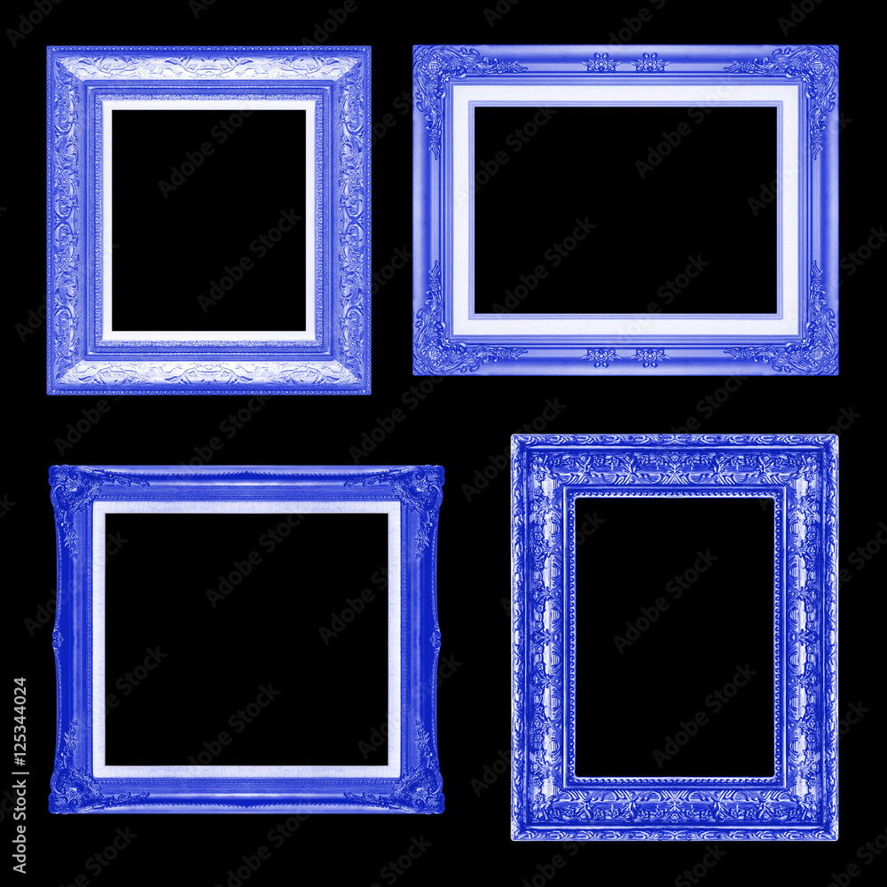 The antique blue frame on the black background The antique blue frame on the black background