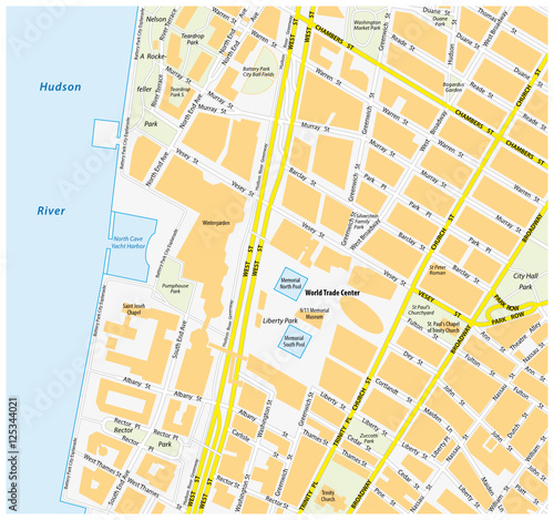 Map downtown Manhattan World Trade Center, New York City