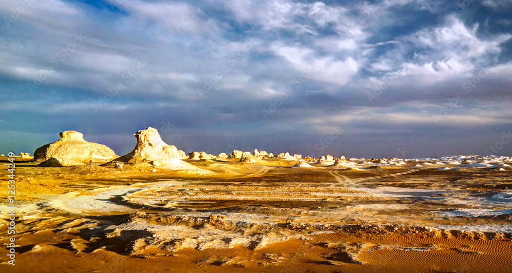 Abstract nature sculptures in White desert, Sahara, Egypt