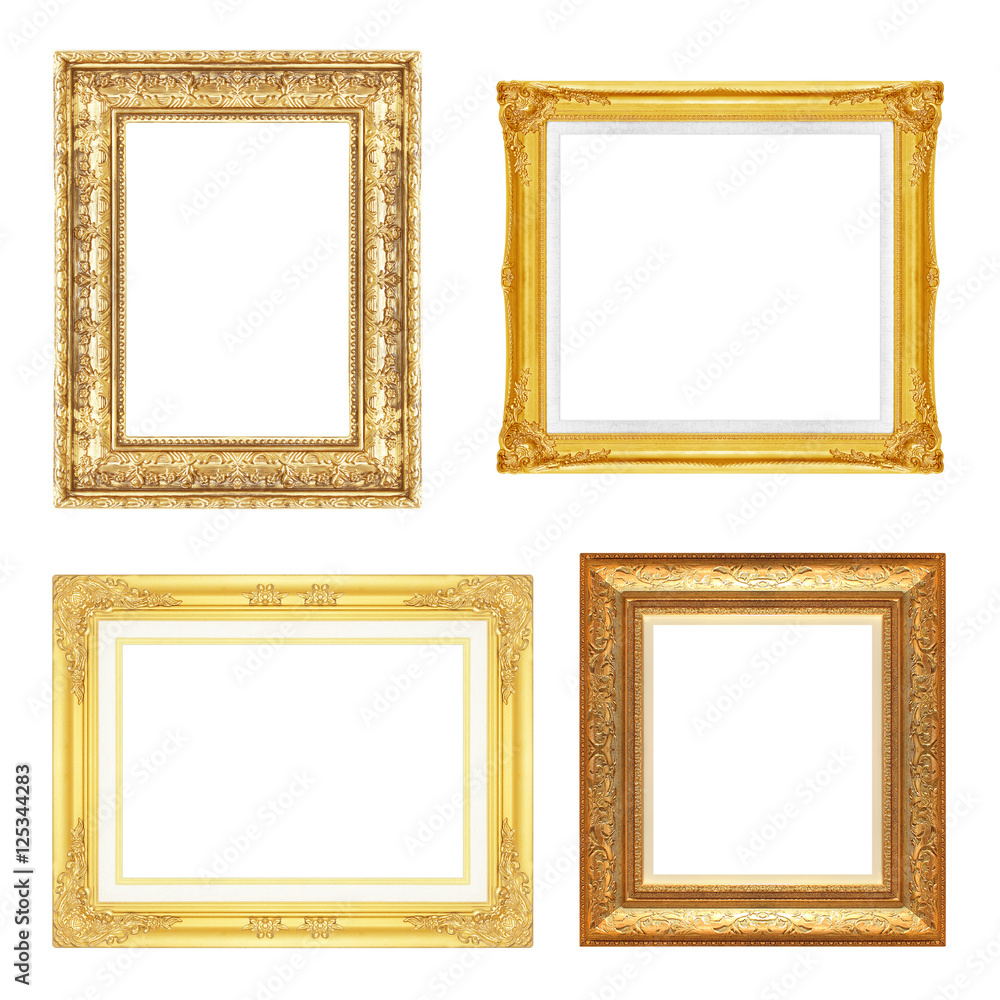 The antique gold frame on the white background The antique gold frame on the white background