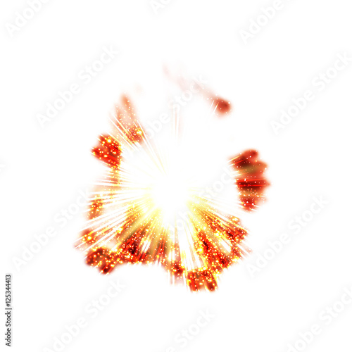 Powerful explosion on white background
