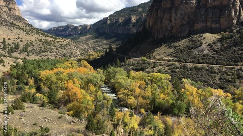 Tensleep Creek Wyoming Landscape Fall Colors Steady Shot