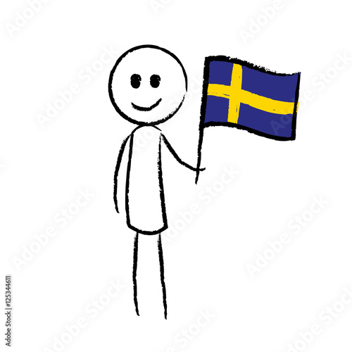 Person mit Flagge Schweden