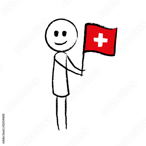 Person mit Flagge Schweiz