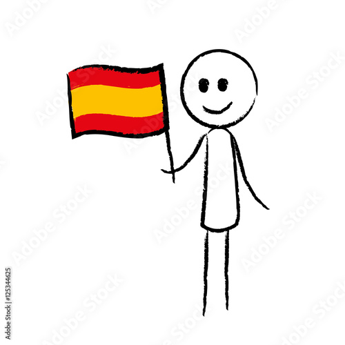 Person mit Flagge Spanien