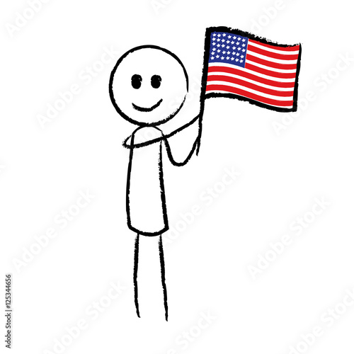 Person mit Flagge USA - United States of America