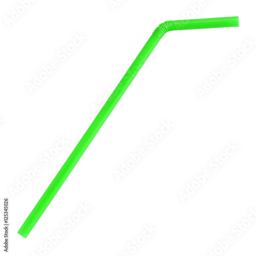 Green straw on white background