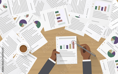 Person looking through documents