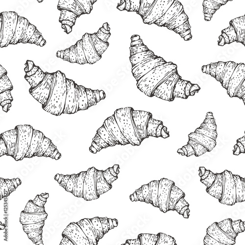 Seamless nature background with croissant.