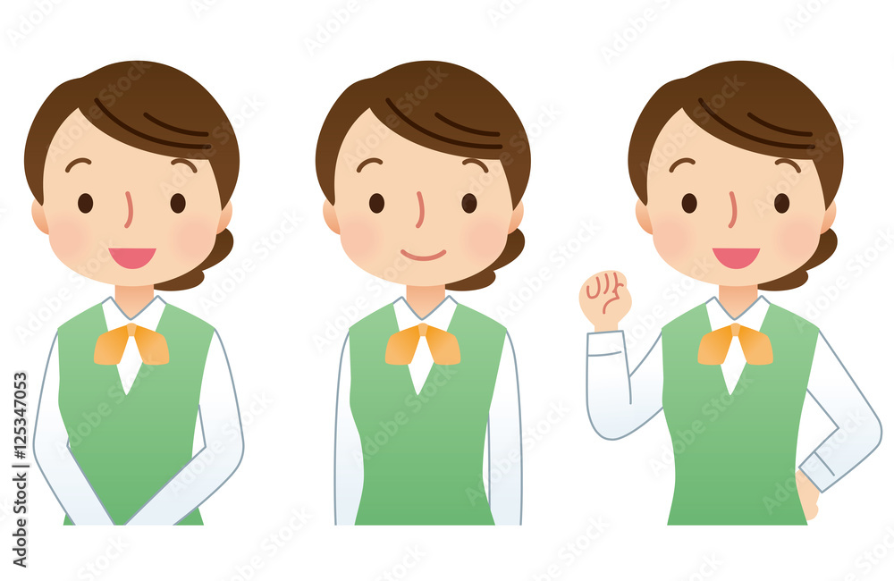 女性　表情　セット　OL　店員