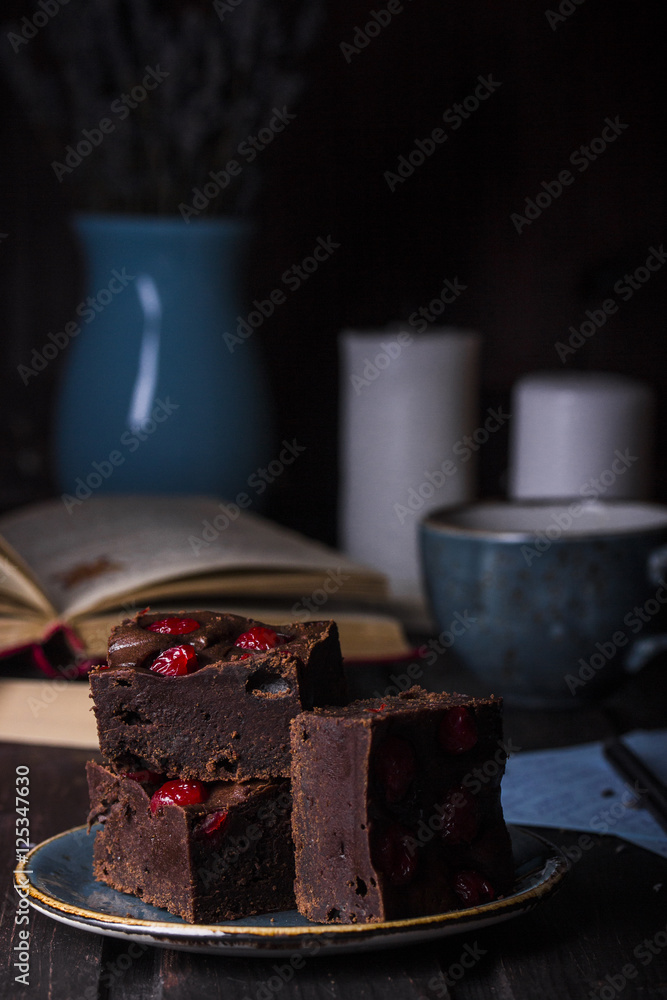Chocolate brownies with cherries Chocolate brownies with cherries