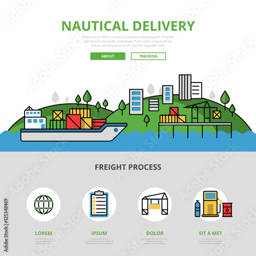 Linear flat Nautical delivery infographics vector transport