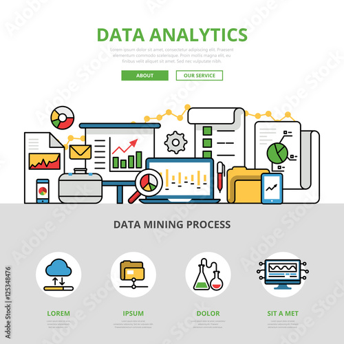 Linear flat business Data analytics infographics vector © Sentavio