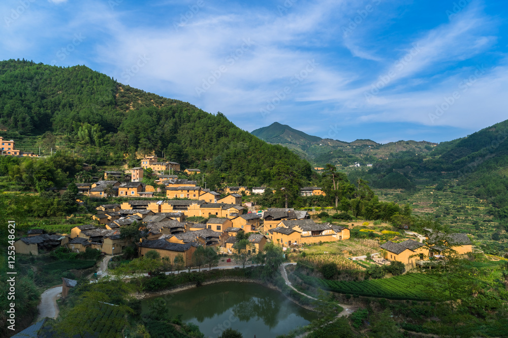 Fototapeta premium farmhouses in ancient village in China.