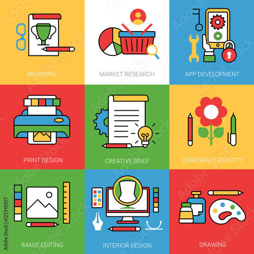 Linear Flat Branding Market App development design vector