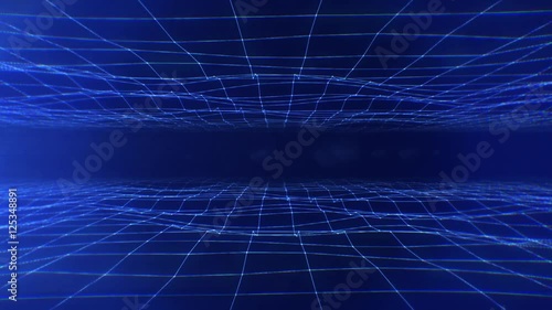 Abstract Digital terrain moving forward electric blue