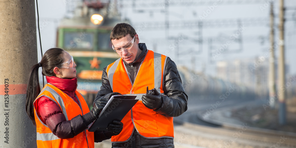 Workers at a railway