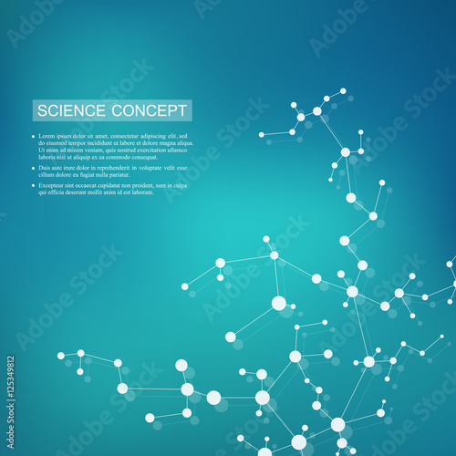 Structure molecule of DNA and neurons. Structural atom. Chemical compounds. Medicine, science, technology concept. Geometric abstract background. Vector illustration for your design.