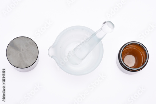 Cosmetic tools on white background