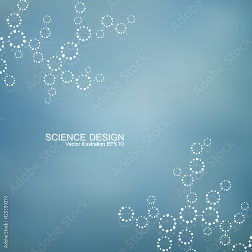 Structure molecule of DNA and neurons. Structural atom. Chemical compounds. Medicine, science, technology concept. Geometric abstract background. Vector illustration for your design.