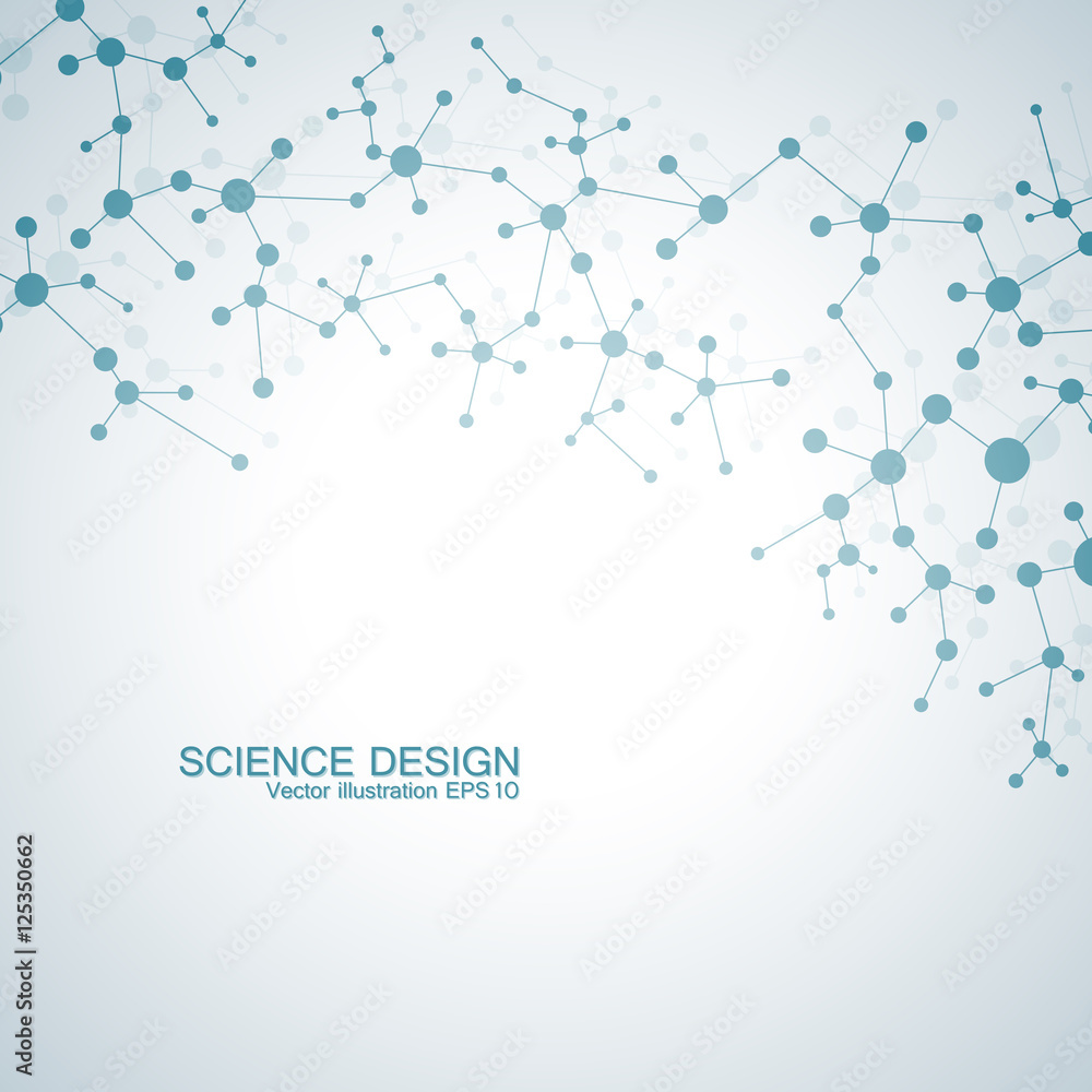 Structure molecule of DNA and neurons. Structural atom. Chemical compounds. Medicine, science, technology concept. Geometric abstract background. Vector illustration for your design. Structure molecule of DNA and neurons. Structural atom. Chemical compounds. Medicine, science, technology concept. Geometric abstract background. Vector illustration for your design.