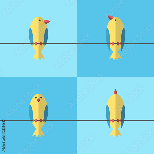 Birds on wire set