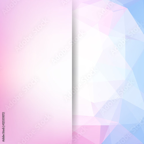 Background made of triangles. Square composition with geometric shapes and blur element. Eps 10 Pink, white, blue colors.